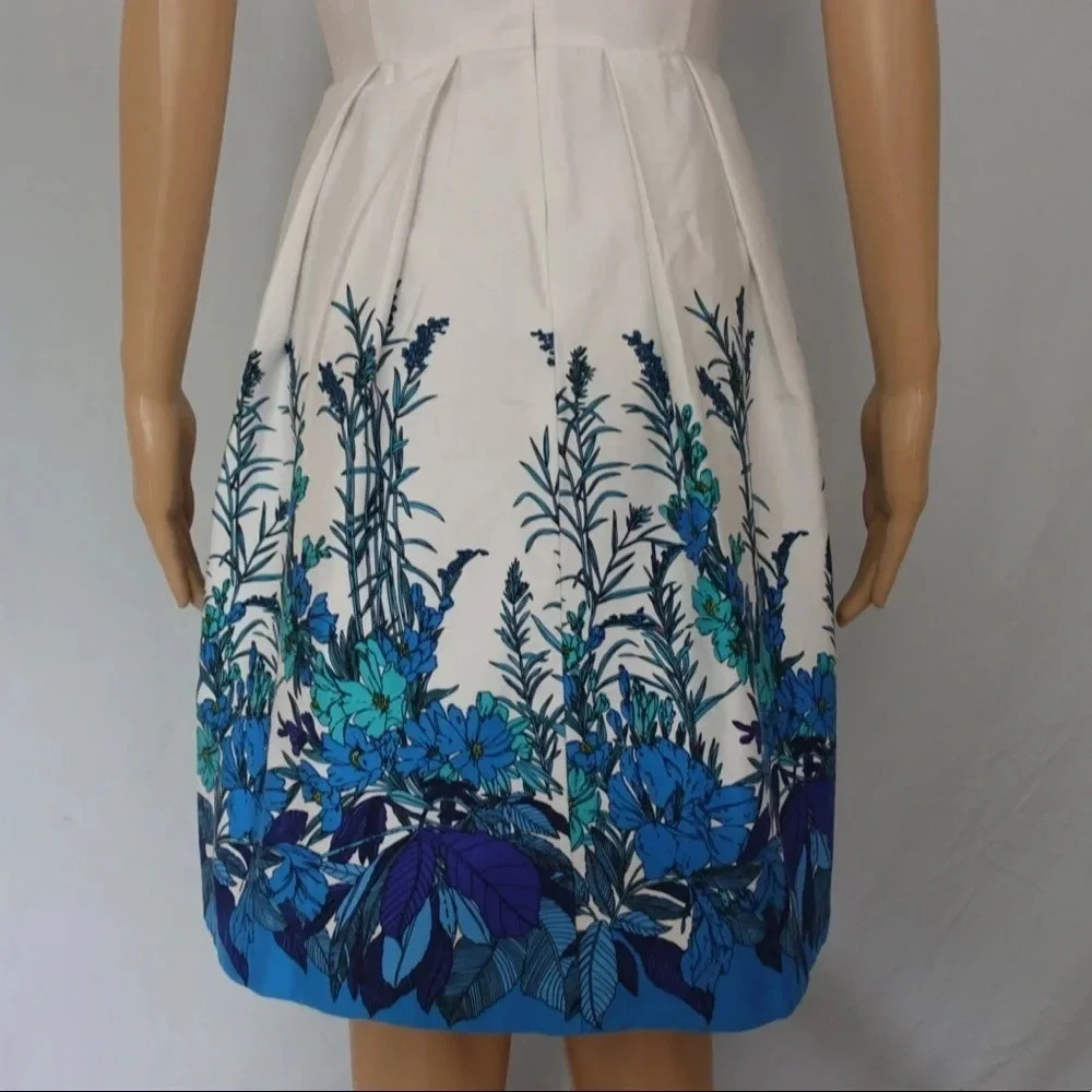 Muse White and Blue Floral Dress - Picture 7 of 8